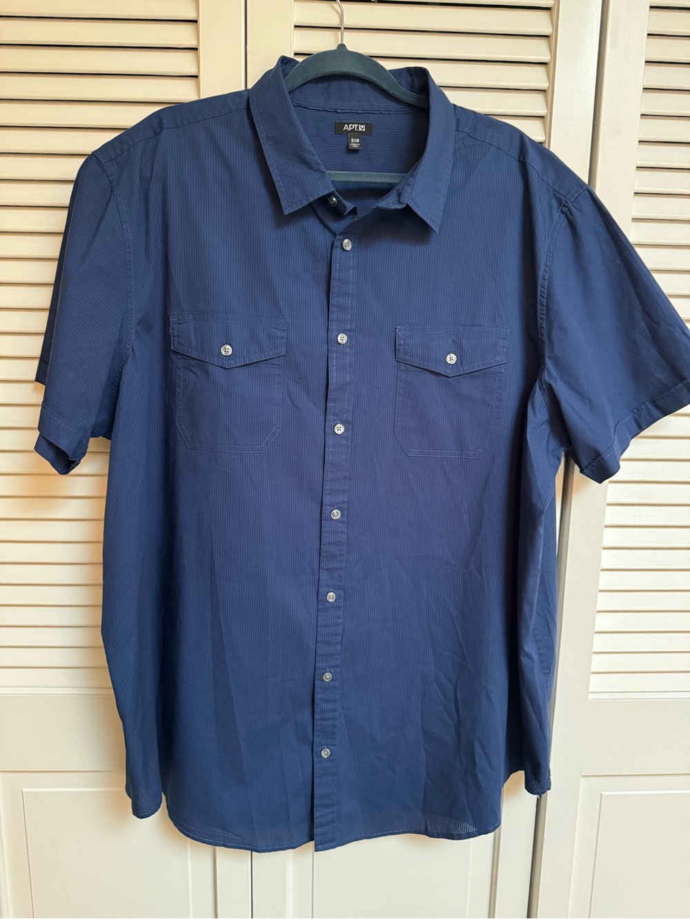 Apt. 9 Men's Navy Short-Sleeve Button-Down Shirt w/ Chest Pockets Big & Tall 2XB